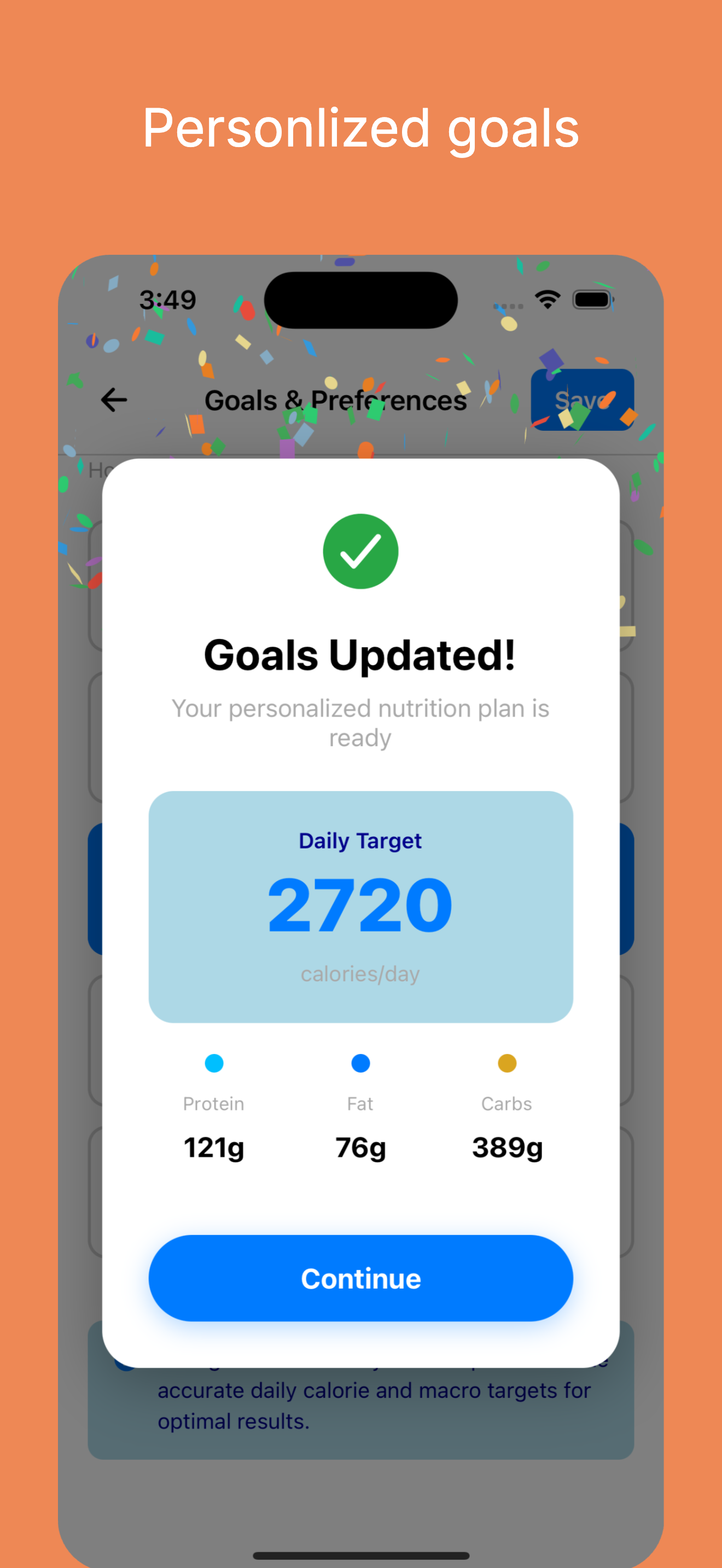 Personalized Goals Feature
